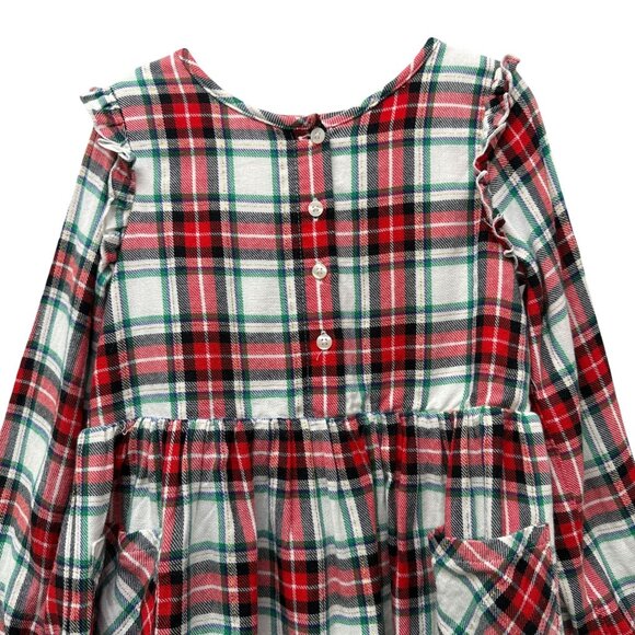Cat & Jack Toddler Girls 5T Holiday Red Plaid Dress Ruffle Long Sleeve Christmas - Picture 3 of 7